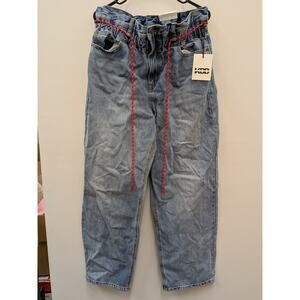 KBB By Kahlana Womens Paperbag Waist Jeans Size 10 Light Wash Denim